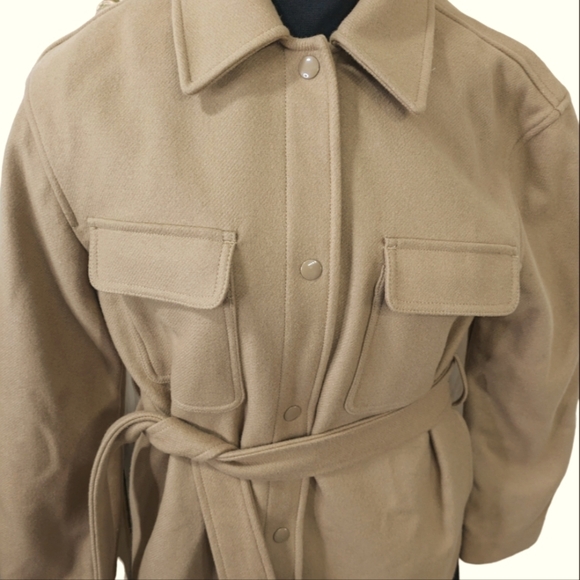 Aritzia Wilfred Front Pocket Belted Rialto Caramel Shirt Jacket ..Size Small - Picture 5 of 10